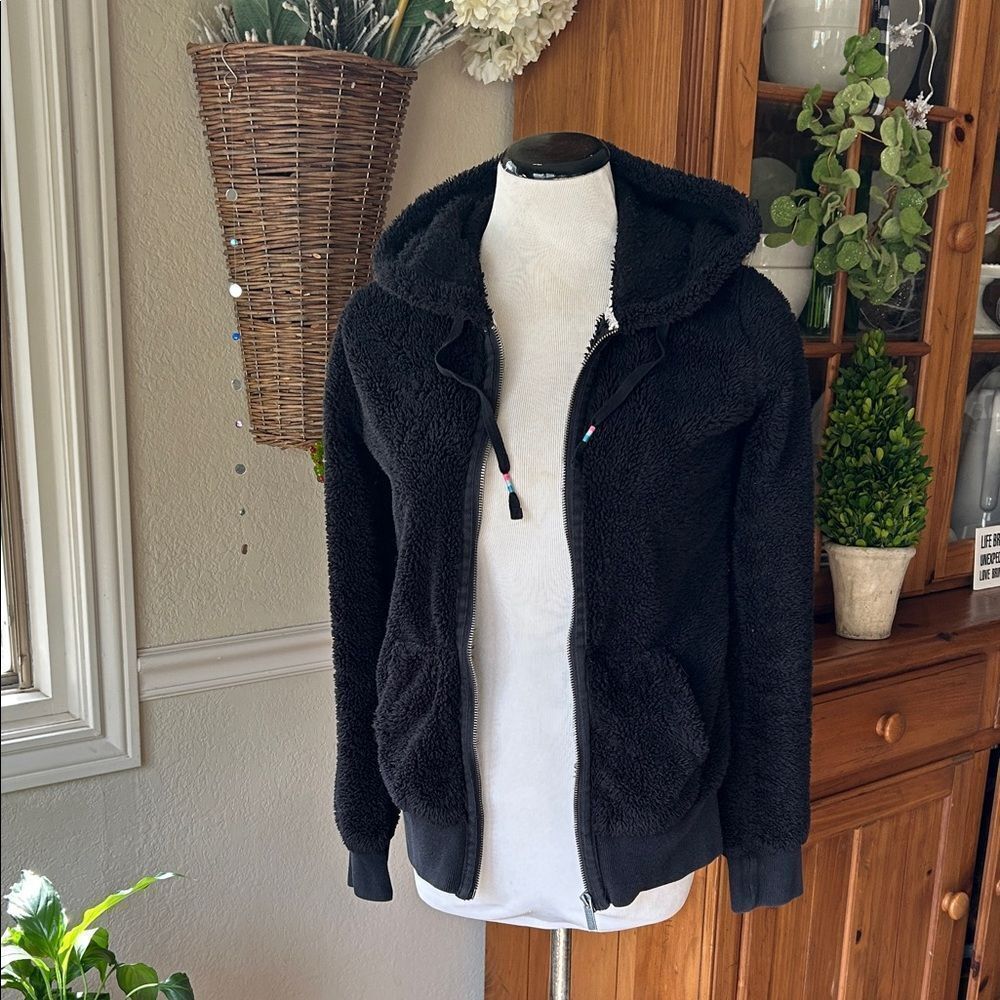 Roxy Black Fleece Zip-Up Hoodie Size Small